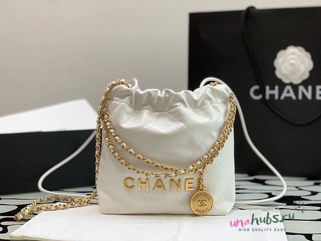 Chanel 22 mini white/ gold tote bag AS3980 - 1