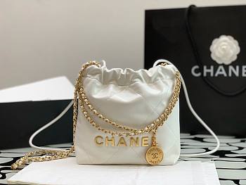 Chanel 22 mini white/ gold tote bag AS3980