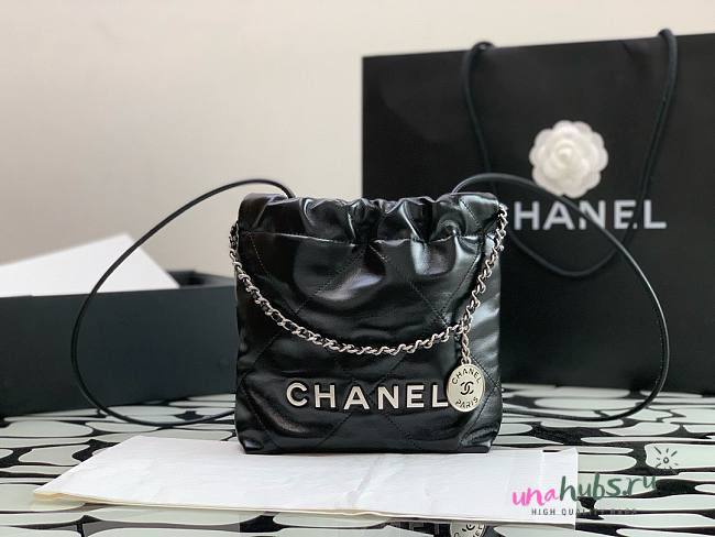 Chanel 22 mini black/ silver tote bag AS3980 - 1