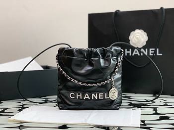 Chanel 22 mini black/ silver tote bag AS3980