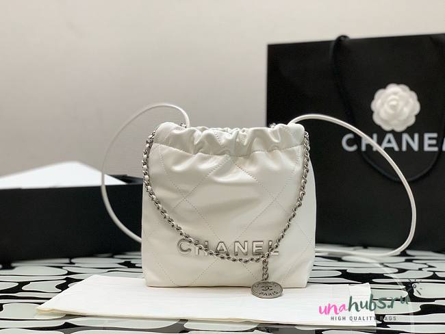 Chanel 22 mini white/ silver tote bag AS3980 - 1