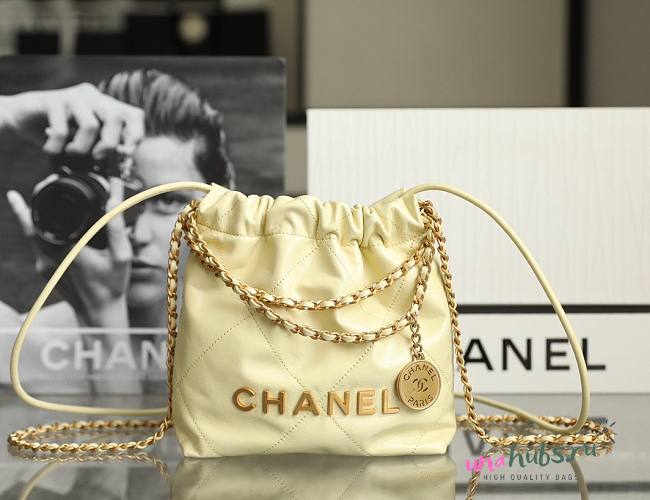 Chanel 22 mini yellow/ gold tote bag AS3980 - 1