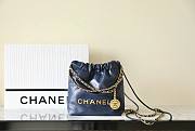 Chanel 22 mini dark blue/ gold tote bag AS3980 - 5