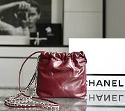 Chanel 22 mini red / silver tote bag AS3980 - 6