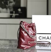 Chanel 22 mini red / silver tote bag AS3980 - 4