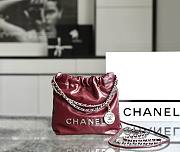 Chanel 22 mini red / silver tote bag AS3980 - 5