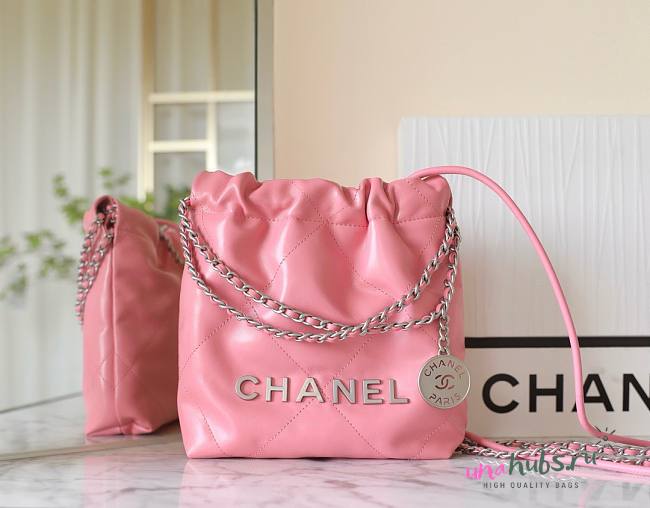 Chanel 22 mini pink / silver tote bag AS3980 - 1