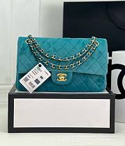 Chanel CF medium blue velvet gold hardware bag  - 1