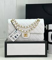 Chanel CF medium white velvet gold hardware bag - 1