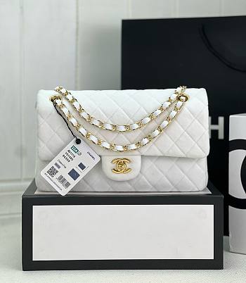 Chanel CF medium white velvet gold hardware bag