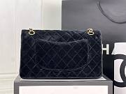 Chanel CF medium black velvet gold hardware bag - 3