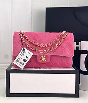 Chanel CF medium pink velvet gold hardware bag - 1