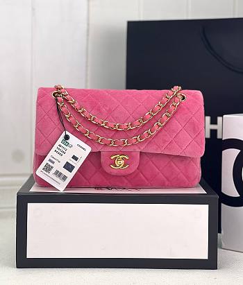 Chanel CF medium pink velvet gold hardware bag