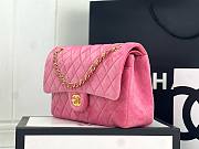 Chanel CF medium pink velvet gold hardware bag - 3