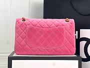 Chanel CF medium pink velvet gold hardware bag - 4