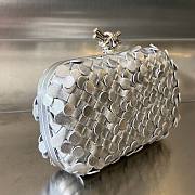 Bottega Veneta Knot intrecciato metallic leather silver clutch - 4