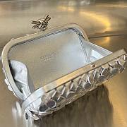 Bottega Veneta Knot intrecciato metallic leather silver clutch - 2