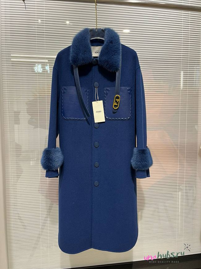 Fendi blue fur long coat - 1