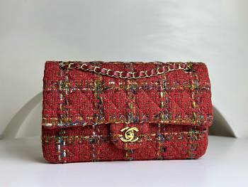 Chanel CF medium red tweed gold hardware bag