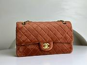 Chanel CF medium brown velvet gold hardware bag - 1