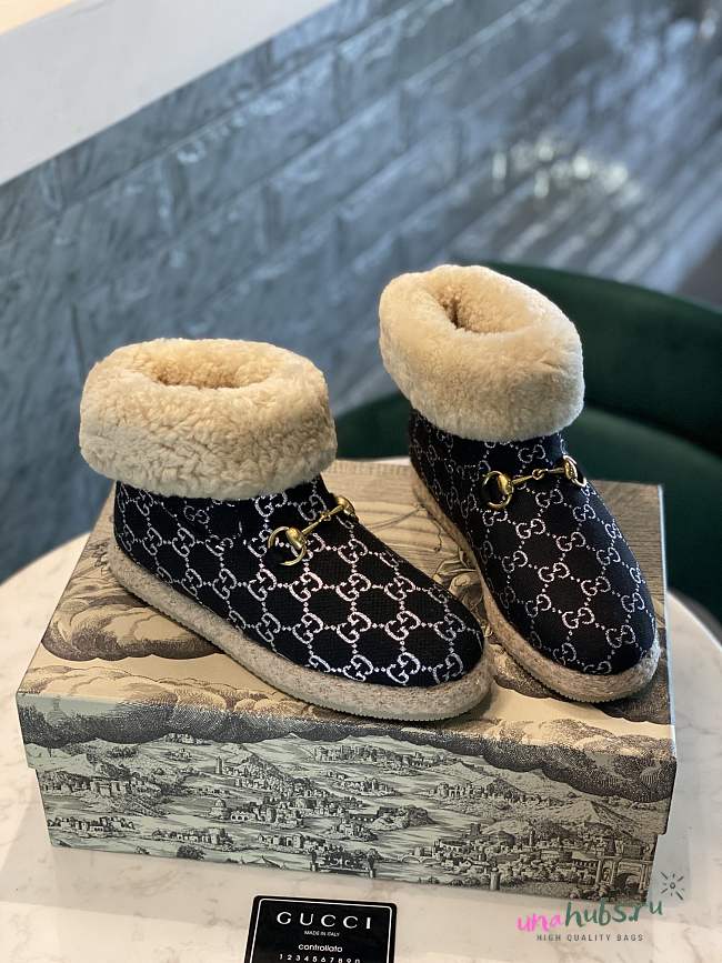 Gucci blue fur boots - 1