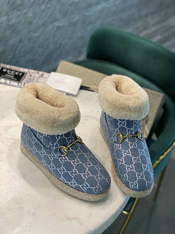 Gucci denim fur boots