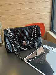 Chanel CF Black Glazed Calfskin Leather Twisted Maxi Bag - 6