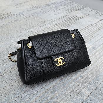 Chanel flap tote black caviar leather bag 