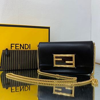 Fendi mini black leather chain wallet