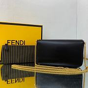 Fendi mini black leather chain wallet - 3