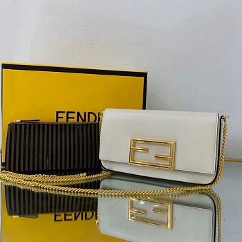 Fendi mini white leather chain wallet