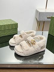 Gucci women double G white wool sandals - 1