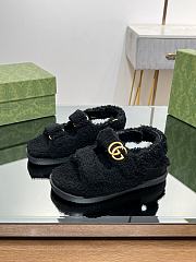 Gucci women double G black wool sandals - 1