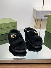 Gucci women double G black wool sandals - 6