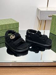 Gucci women double G black wool sandals - 5