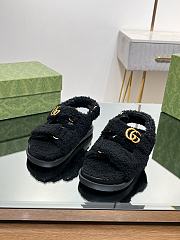 Gucci women double G black wool sandals - 3