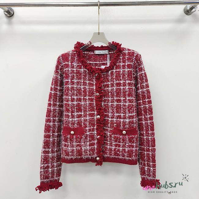 Dior red tweed coat - 1