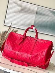 Louis Vuitton Keepall 50 Shadow Monogram Red Bag - 6