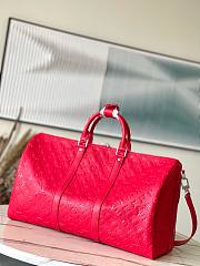 Louis Vuitton Keepall 50 Shadow Monogram Red Bag - 4