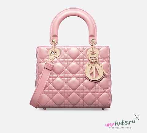 Dior Lady small pink pearlescent cannage lambskin bag - 1