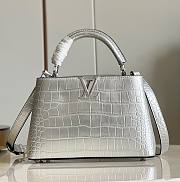 Louis Vuitton Capucines MM Silver Leather Bag - 1