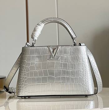 Louis Vuitton Capucines MM Silver Leather Bag