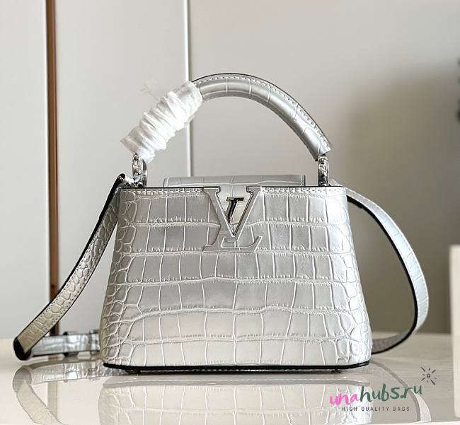 Louis Vuitton Capucines BB Silver Leather Bag - 1