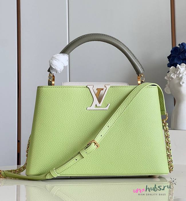 Louis Vuitton Capucines MM Green Leather Bag - 1