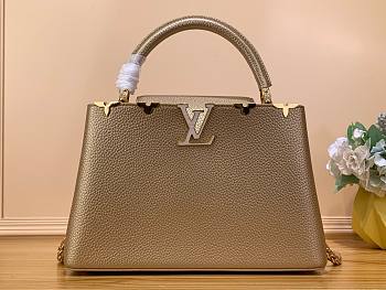 Louis Vuitton Capucines MM Gold Metallic Leather Bag