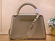 Louis Vuitton Capucines MM Gold Metallic Leather Bag - 5