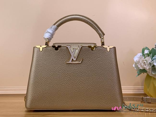 Louis Vuitton Capucines PM Gold Metallic Leather Bag - 1