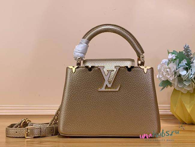 Louis Vuitton Capucines BB Gold Metallic Leather Bag - 1