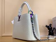 Louis Vuitton Capucines MM white leather metal hardware bag - 3