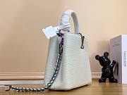 Louis Vuitton Capucines PM white leather metal hardware bag - 6